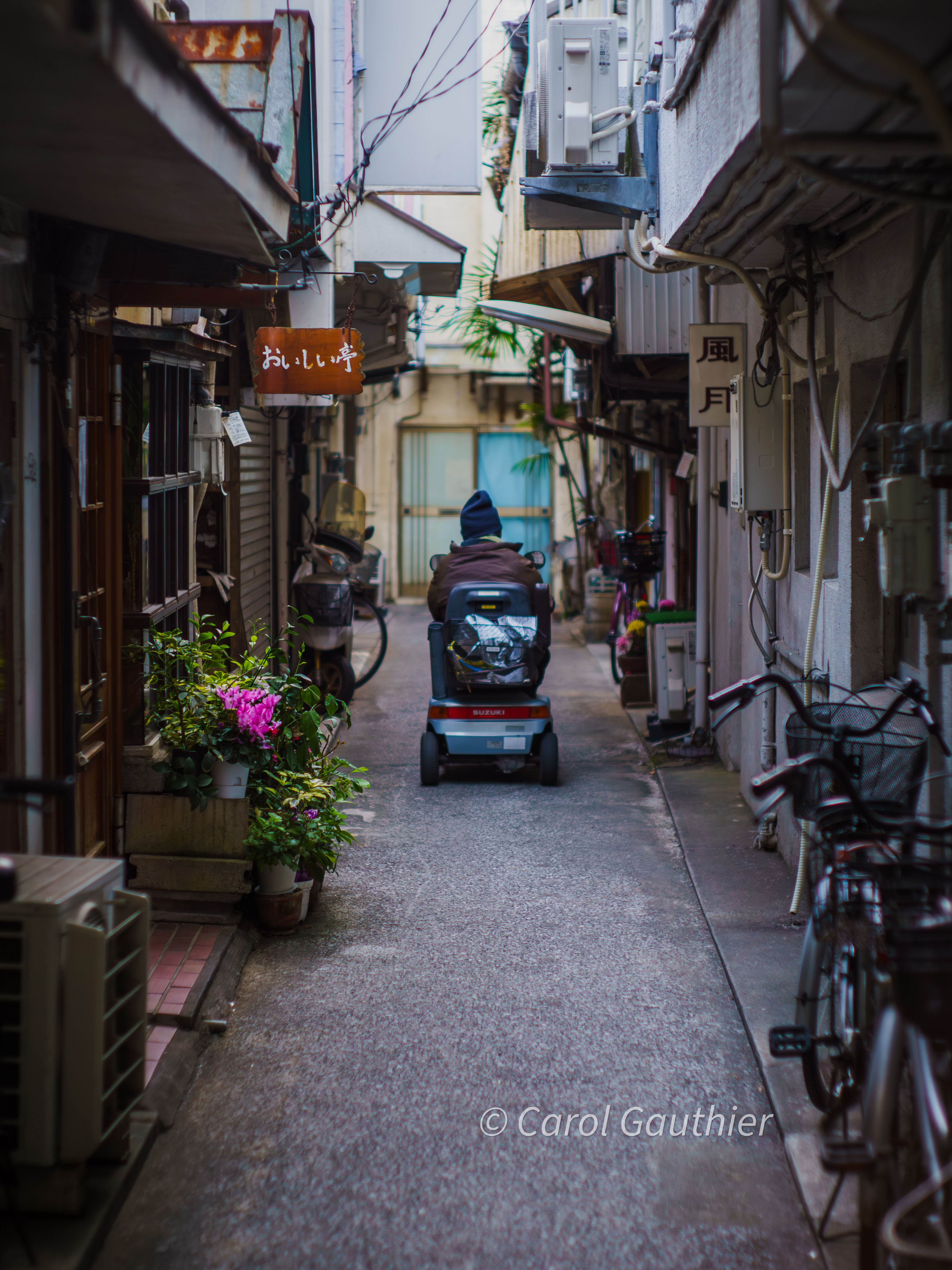 Downtown small alley street in Miyazaki, Kyushu, Japan