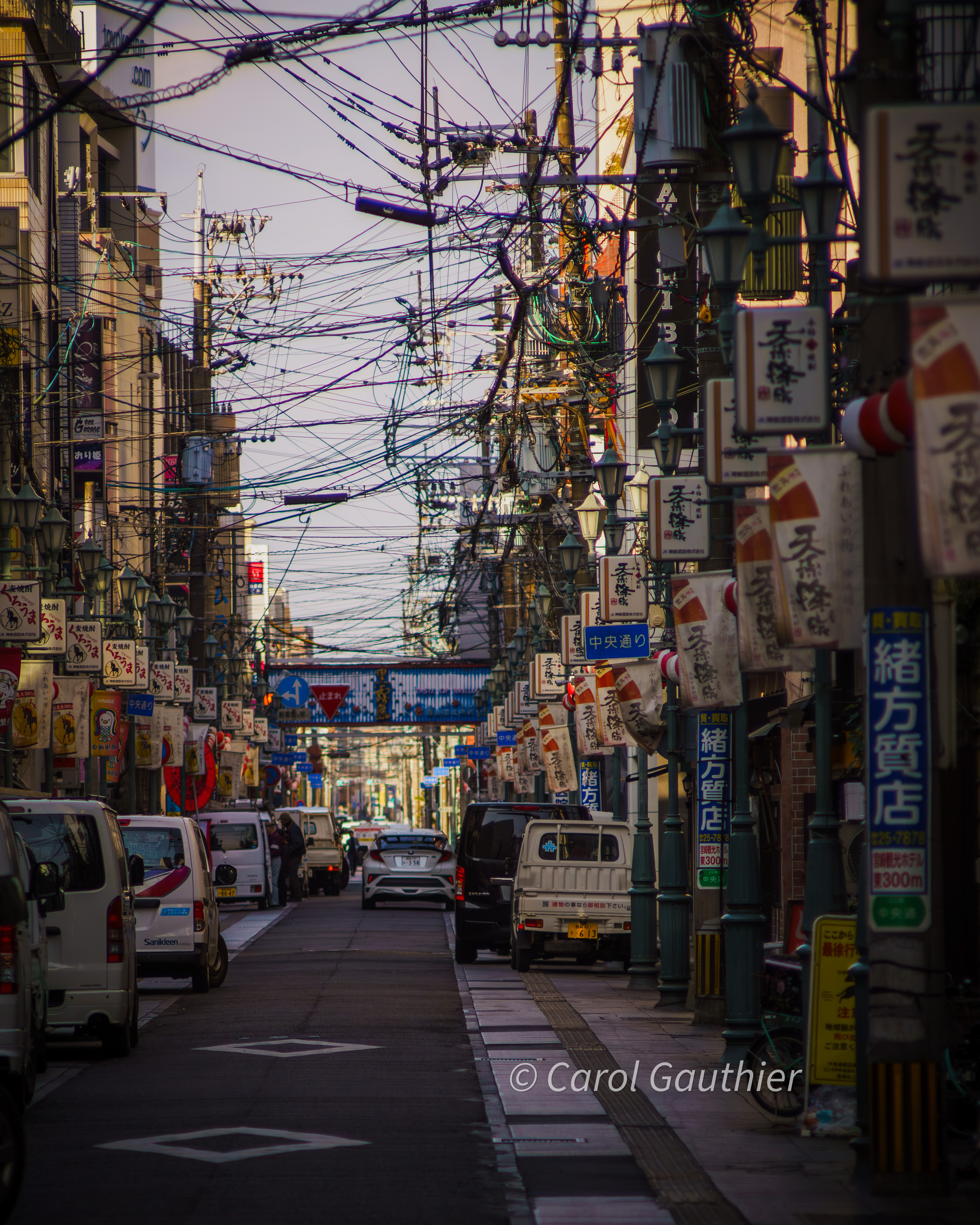 Panneaux et pencartes au centre ville de Miyazaki, Kyushu, Japon